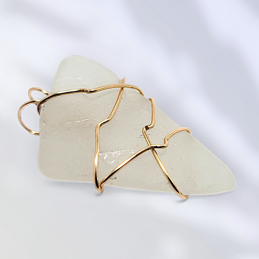 Golden Dune- Hand Wrapped Sea Glass Pendant