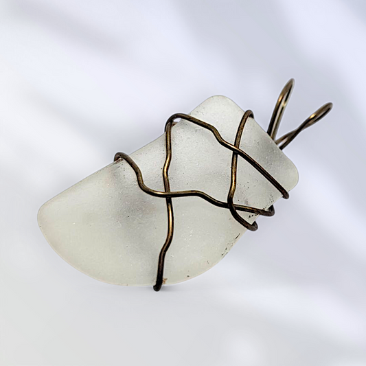 Moonlit Coast- Hand Wrapped Sea Glass Pendant