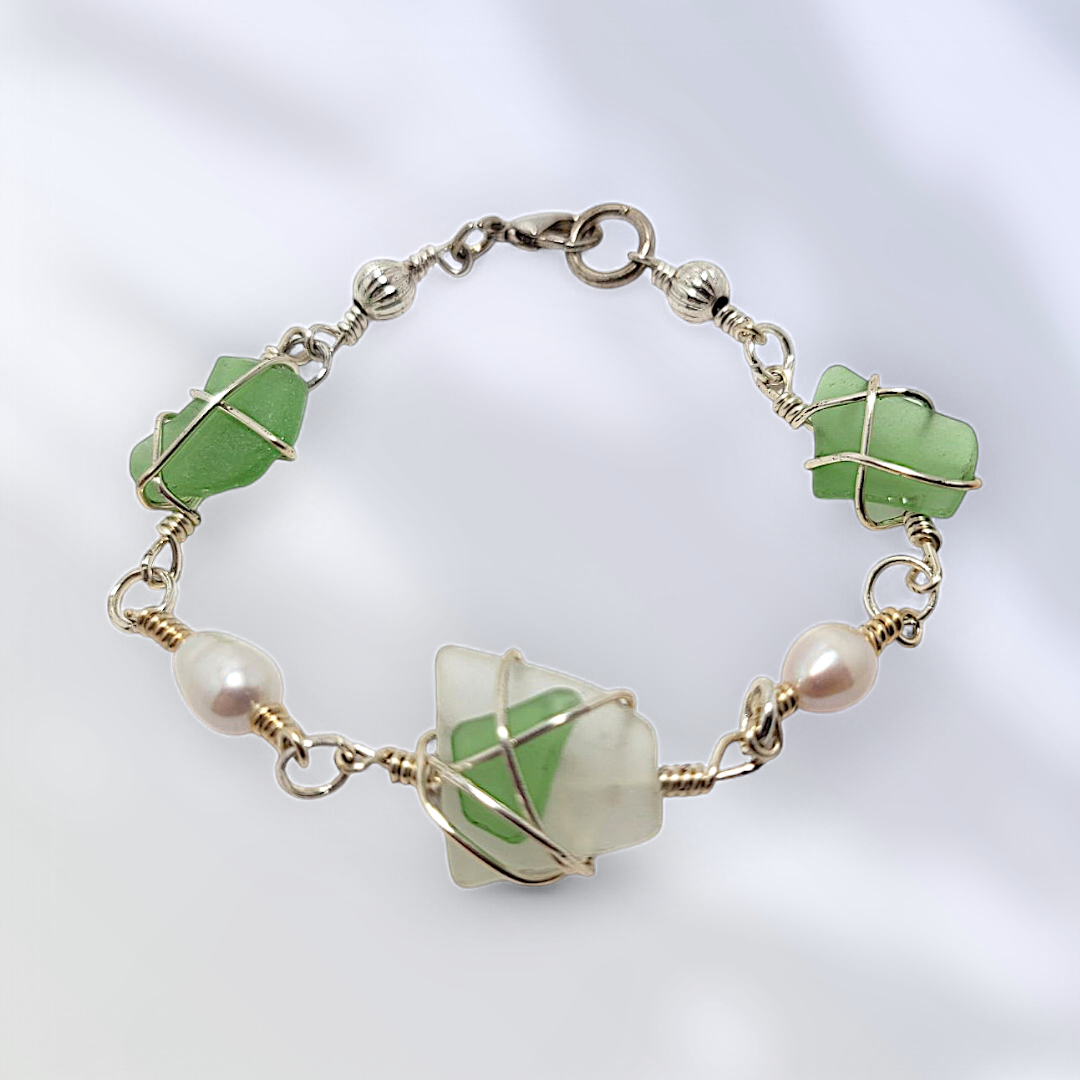 Sea Glass Harmony- Hand Wrapped Sea Glass Bracelet