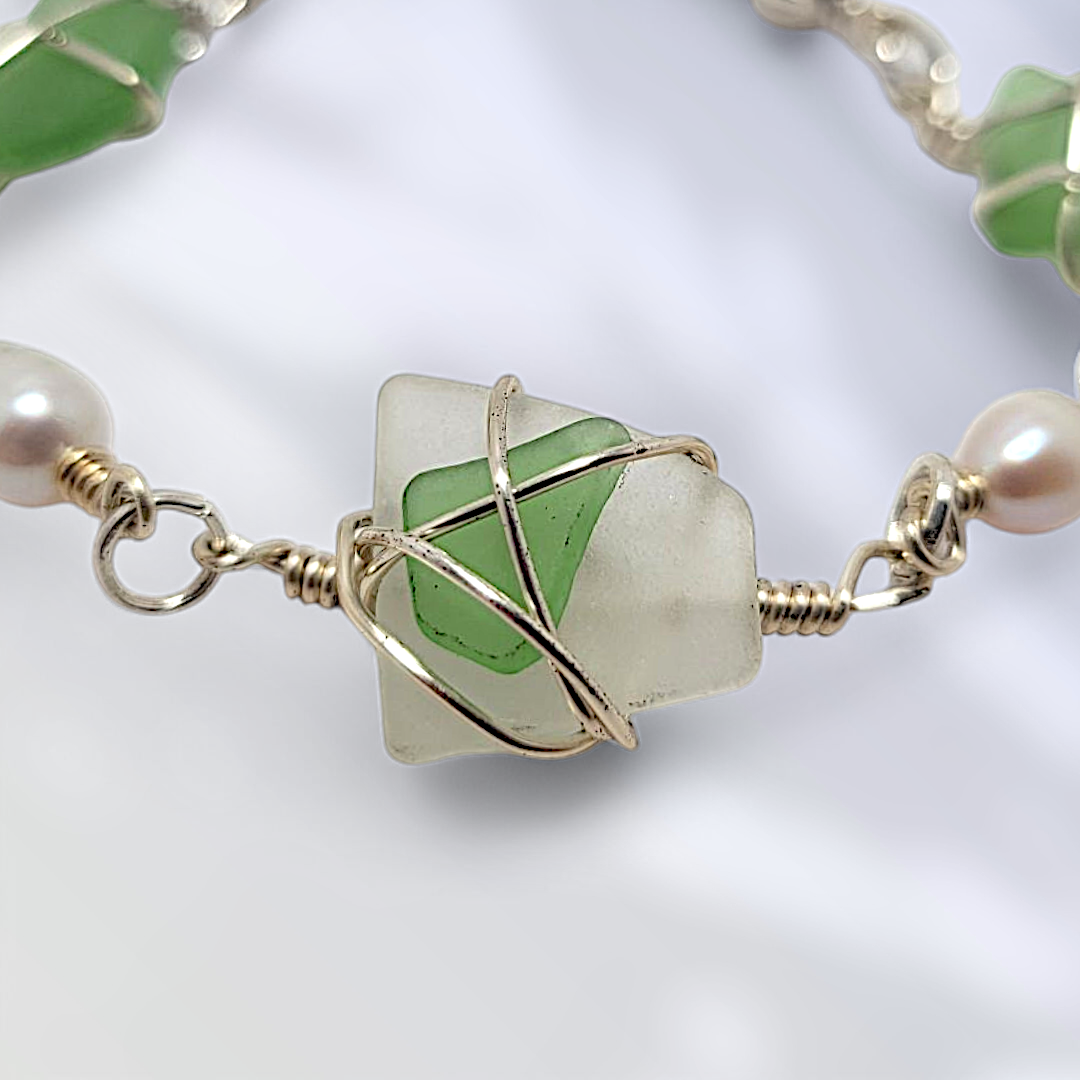 Sea Glass Harmony- Hand Wrapped Sea Glass Bracelet