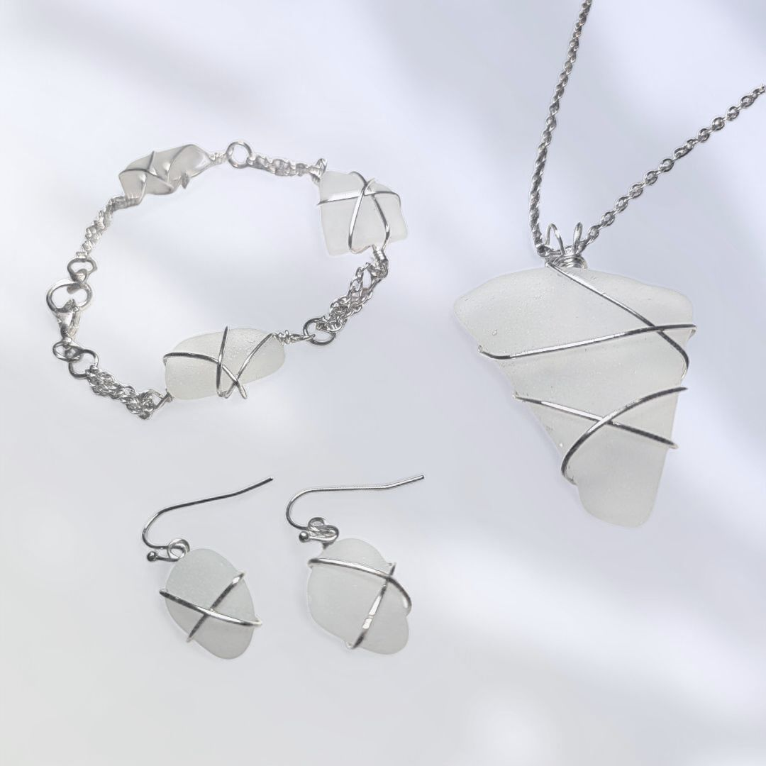 Tides Of Flagler- Hand Wrapped Sea Glass Set
