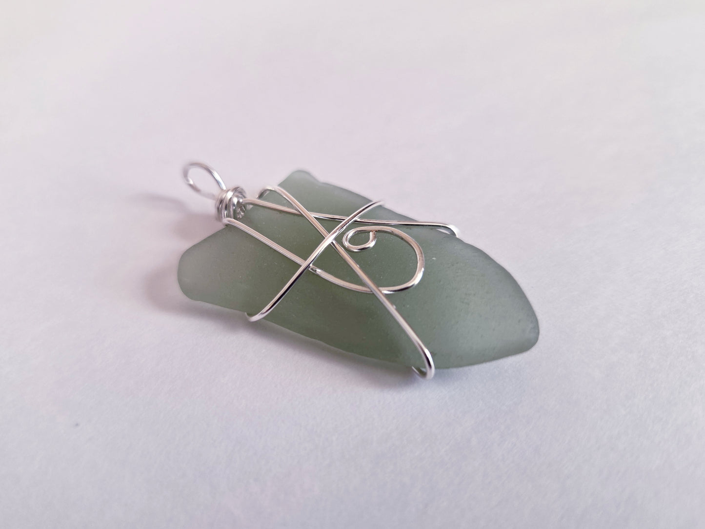 Whispering Tide- Hand Wrapped Sea Glass Pendant