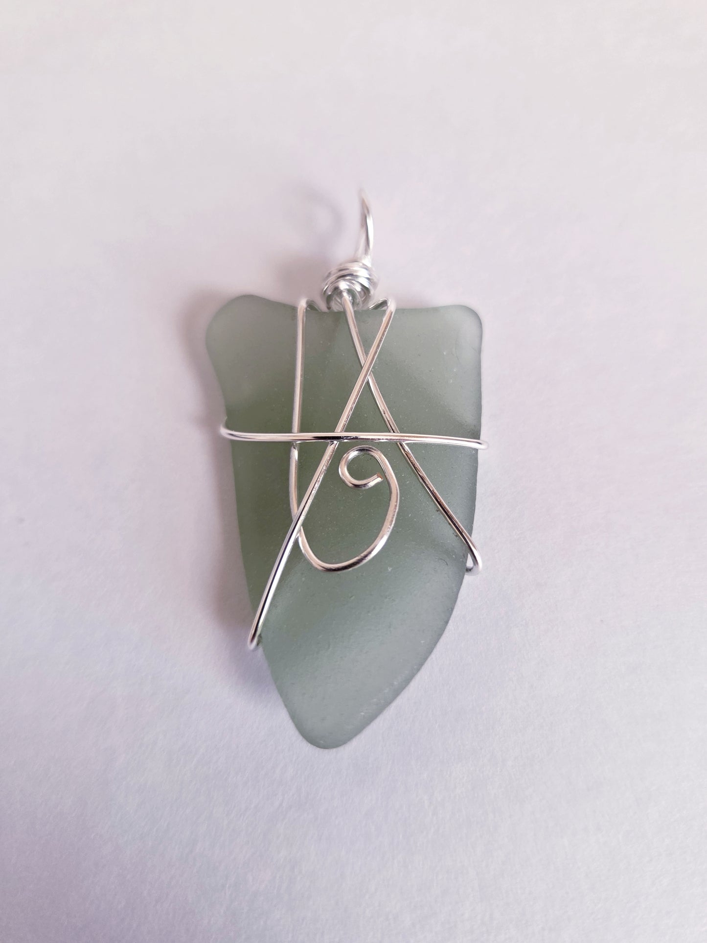 Whispering Tide- Hand Wrapped Sea Glass Pendant