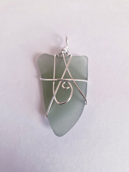 Whispering Tide- Hand Wrapped Sea Glass Pendant