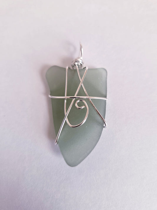 Whispering Tide- Hand Wrapped Sea Glass Pendant