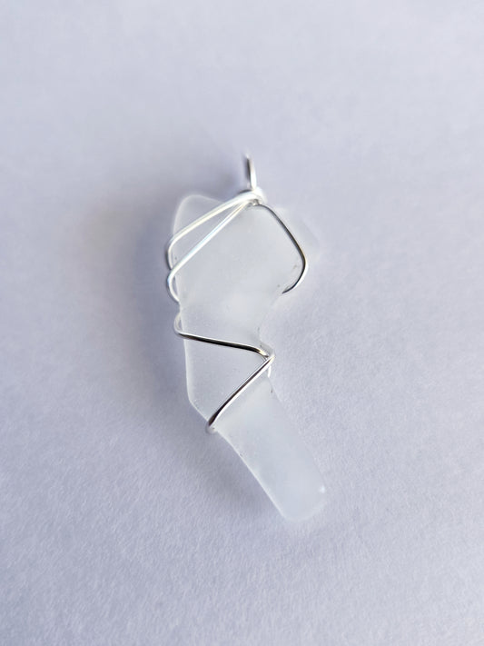 Moonlit Sky- Hand Wrapped Sea Glass Pendant