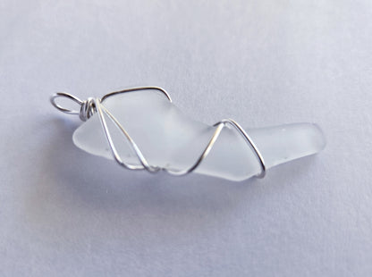 Moonlit Sky- Hand Wrapped Sea Glass Pendant